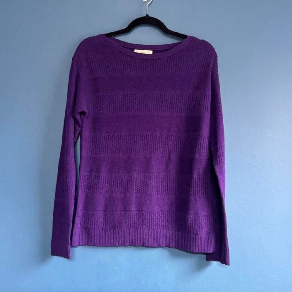 Coldwater Creek Purple Sweater Women's Size Small Wool Blend Knit Cottagecore